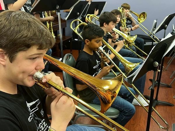 The WoodCreek Junior High Jazz Band participated in a community tour recently and played for residents in two local assisted living communities.